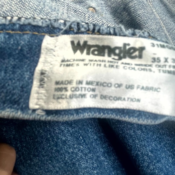 Wrangler George Strait Cowboy Cut Jeans Mens 35x36 Blue Denim Logo‎ Relaxed Fit - Picture 5 of 16